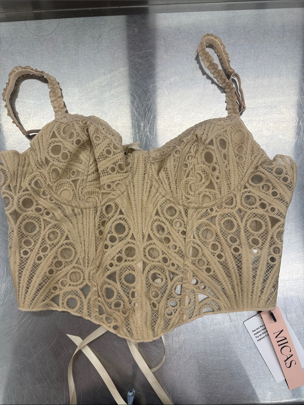 Micas Beige Lace Bustier Camisole